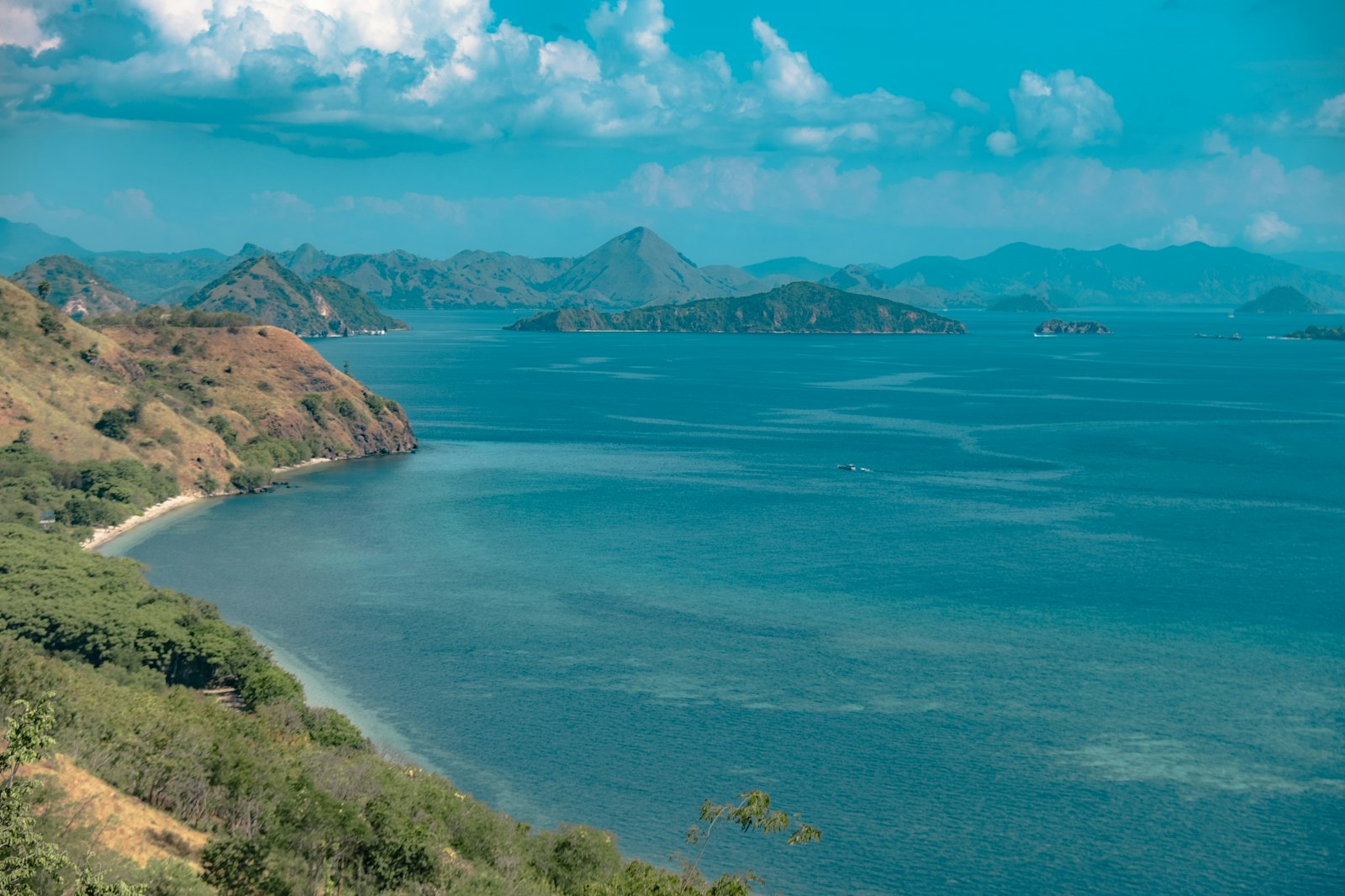 a large body of water surrounded by mountains